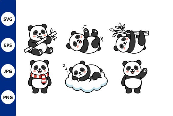 Download Playful Panda Cartoon Sticker Set with - Panda Collection