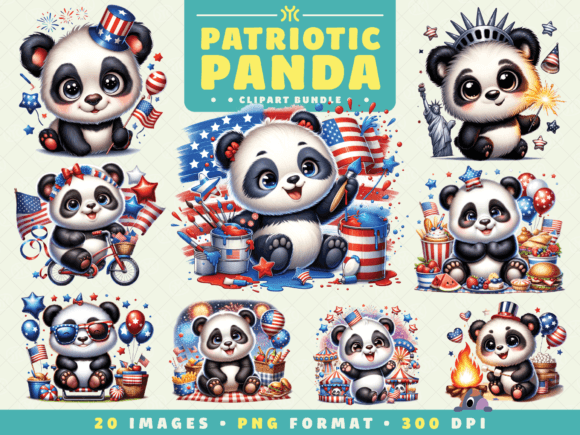Download Cute Patriotic Panda Clipart - Panda Collection