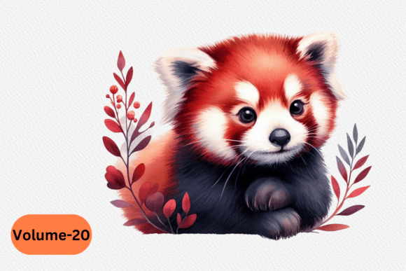 Download Red Panda Floral Watercolor Volume –20 - Panda Collection