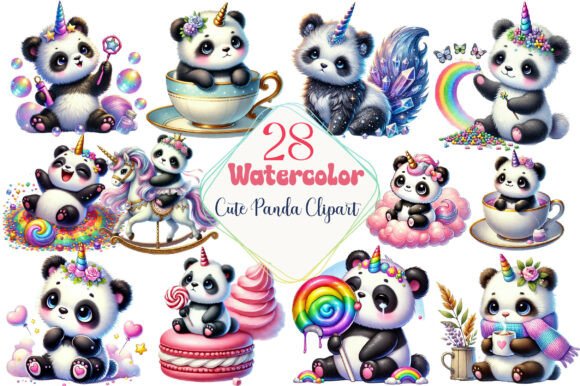 Download Watercolor Cute Panda Clipart - Panda Collection